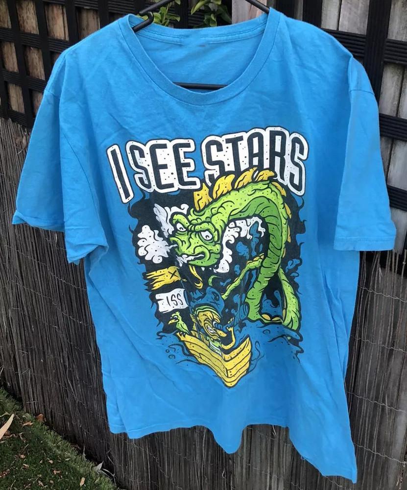 i SEE STARS band Blue t-shirt Unisex Cotton Blue T-shirt K899 Unisex T-Shirt XL