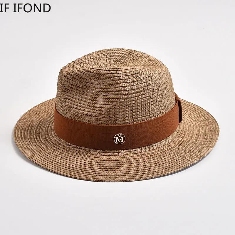 Summer Straw Hats For Women Men Panama Travel Beach Sun Hat Ribbon Decoration Elegant Luxury Jazz Hat