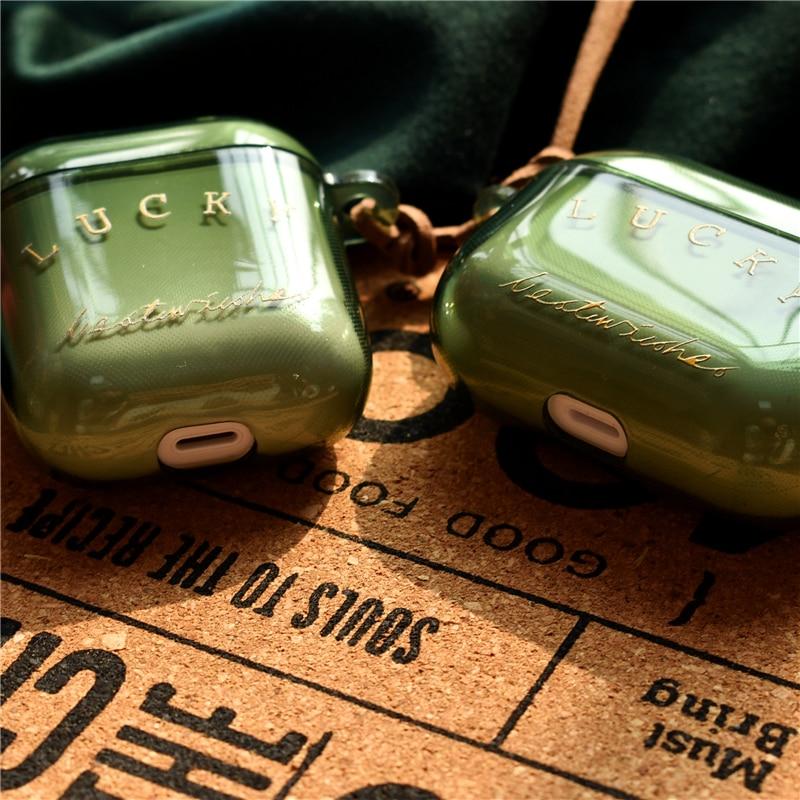 

Lucky Шнур Чехол для Apple AirPods 1 2 3 Чехол для наушников Веревка Мягкий зеленый Чехол для беспроводных наушников Защитная крышка