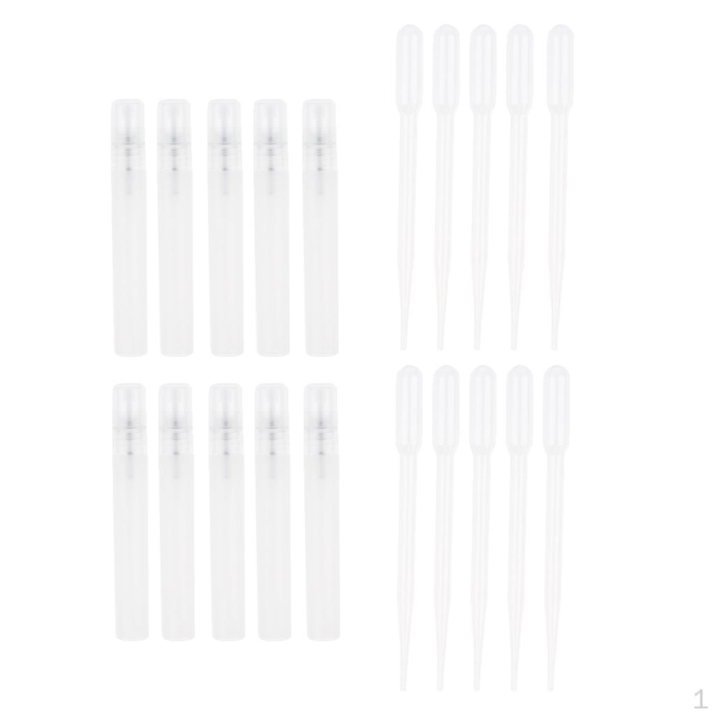 

10pcs Mist Spray Bottle Perfume Empty + Pipettes 10 ML