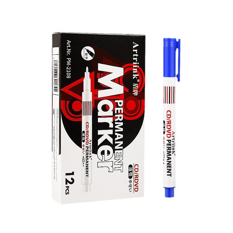 12 Pieces/Box Oil-Based Markers Pen Set Waterproof Quick-Drying Non-Erasable for CD Glass Courier Box Metal Graffiti Painting