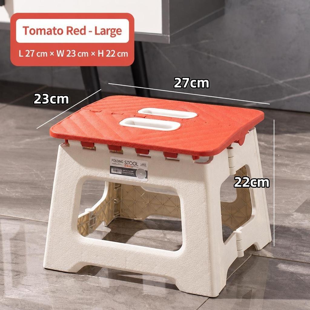 Folding Step Stool, High Load-Bearing 300lb Non-Slip Portable Stool, Space Saving Thickened Plastic Mini Chair for Kitchen Bathroom Camping Fishing
