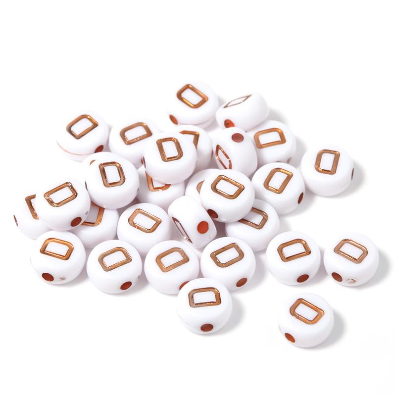 100Pcs 7mm Acrylic Alphabet Beads Rose Gold Letter Loose Flat Round Beads For Jewelry Making Findings DIY Bracelet Earrings Gift