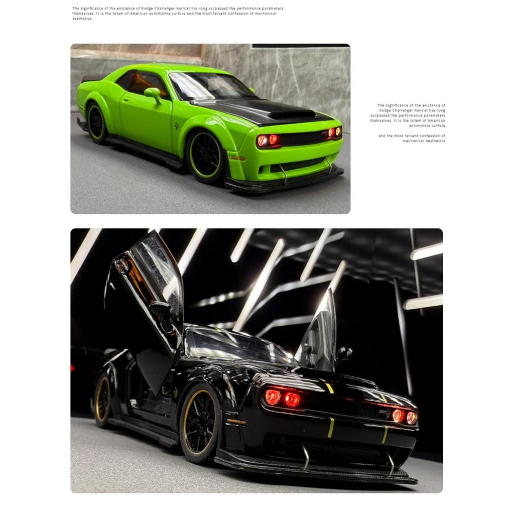 New 1/32 Challenger SRT Hellcat 2024 Alloy Car Model Sound and Light Pull Back Children's Toy Collectibles Birthday Gift