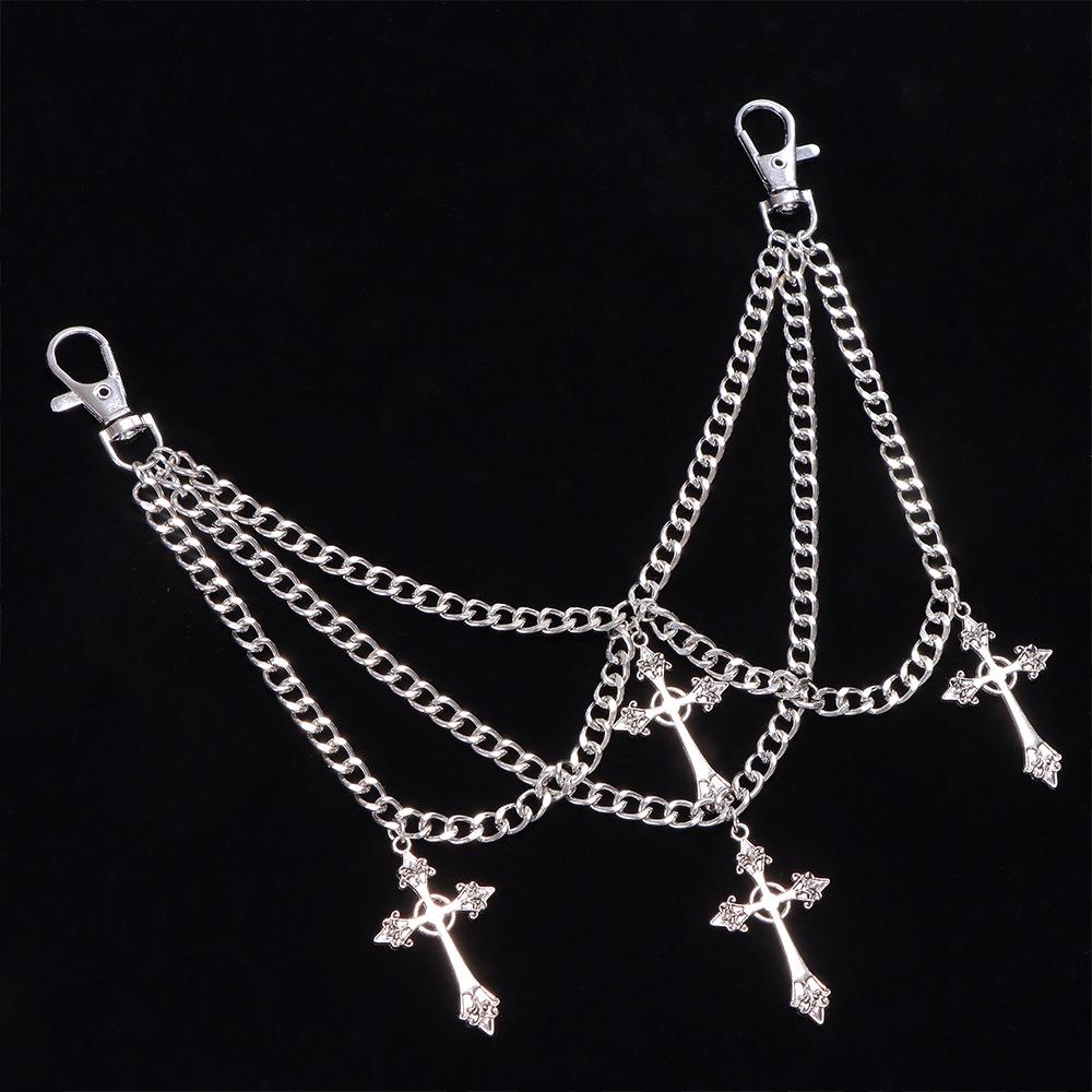 Trendy Multilayer Star Cross Rivet Pendant Bag Chain Accessory