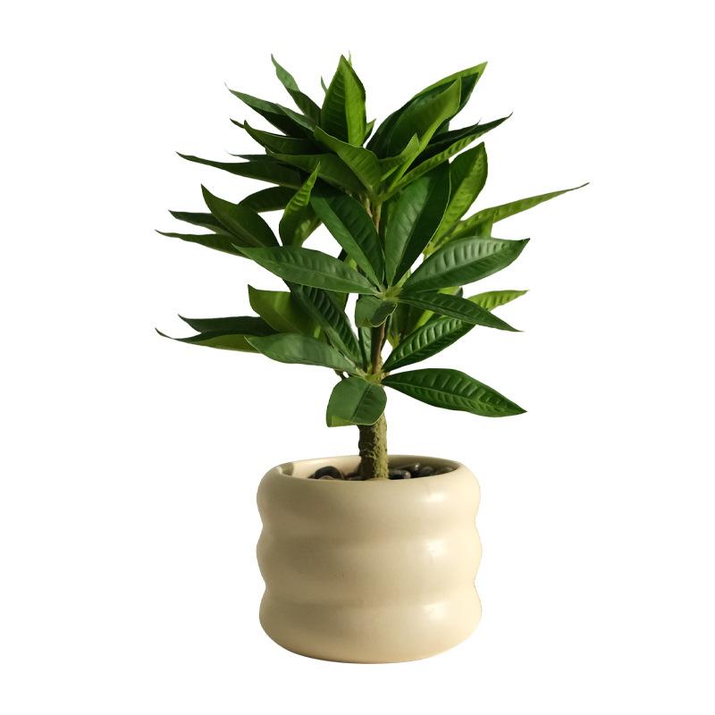 Decorative Artificial Potted Plant Small Size, Nordic Style Faux Green Bonsai for Indoor Desk Decor