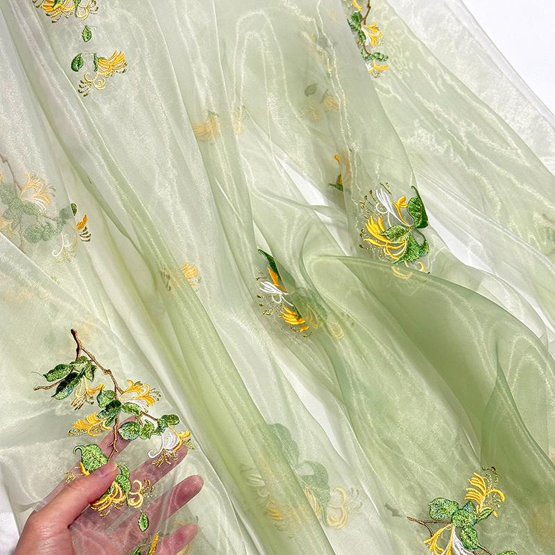 100*150cm Chinese Classical Style Embroidery Fabric Handmade DIY Antique Hanfu Stage Costumes Clothes Fabric