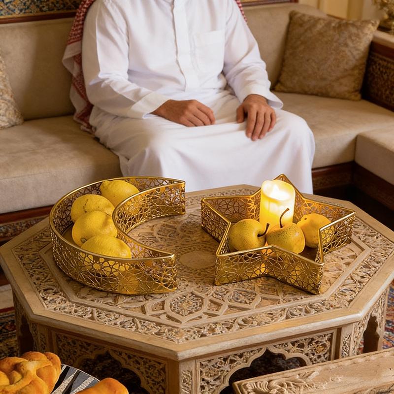 Snack Ramadan Tray Ramadan Star And Moon Fruit Platter Eid Al-Fitr Snack Dishes Storage Box Muslim Eid Table Decor