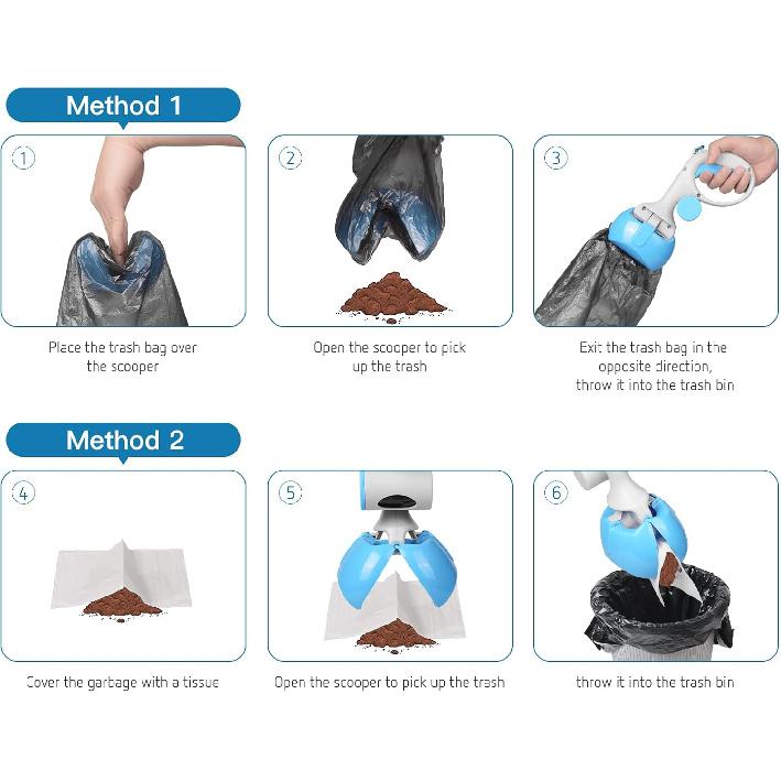 Pet Pooper Scooper for Dogs and Cats with Trash Bags Holder, Non-Breakable High Strength Material Poop Scooper for Easy Grass and Gravel Pick