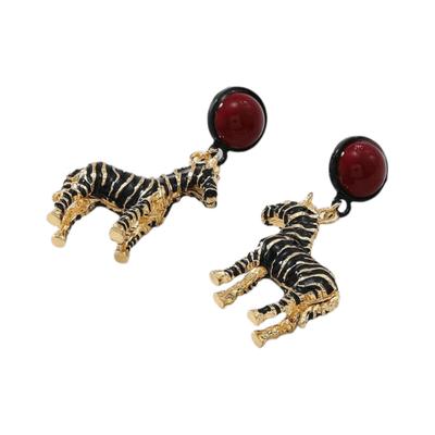 Personalizowany Wisiorek Kropelka Oleju Kolczyki Zebra Vintage Metal Biżuteria Trend Zwierzęce Kolczyki Wiszące Kolczyki Kobiety