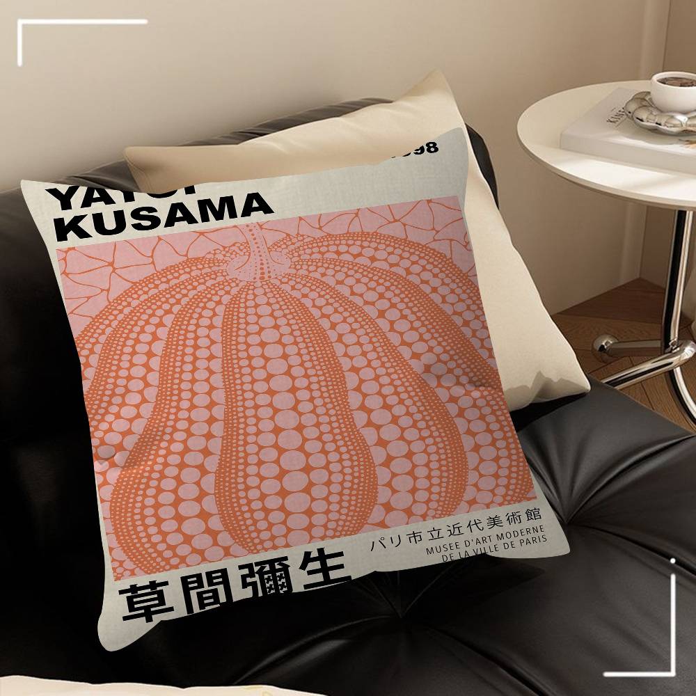 Yayoi Kusama Kunstausstellung Kürbisblumenkissen Anime-Kissen Sofabett Kopfkissenbezug Kissenbezug 45x45 cm Mode