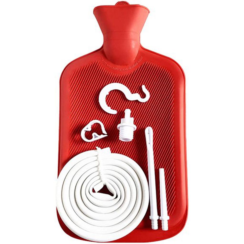 6Pcs Enema Bag Kit Rubber Enema Cleaner  Includes 2L Hot Water Bottle 4.9ft Hose Controlled Water Flow Valve 2 Syringe Pipe Hook