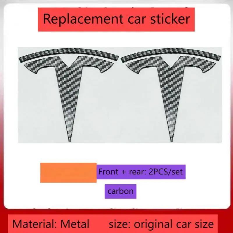 Metalowy Dla Tesli - Przedni emblemat samochodowy Emblemat tylnej klapy Bagażnika Pasuje do Modelu 3 Modelu Y wymiana logo przedniego i tylnego logo czernienie