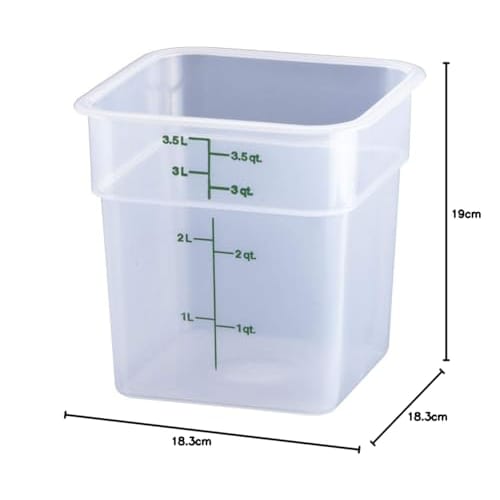 CAMBRO Square Food Container, 4SFSPP, Translucent Polypropylene, Made in the USA, AHC382