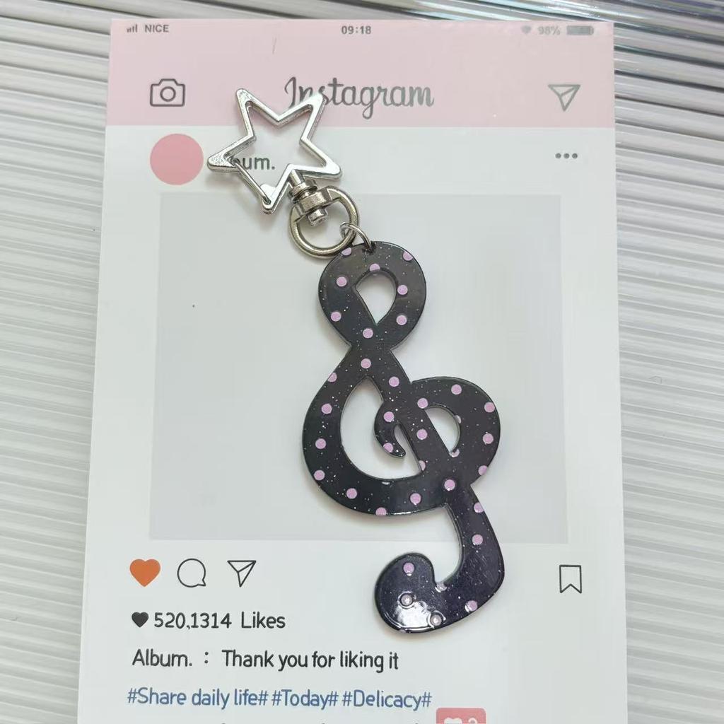 Fashion Vintage Keychain Organizer Retro Polka Dot Striped Music Note Star Bag Charm Cute Ins Keyring Holder Cute Funky Gift