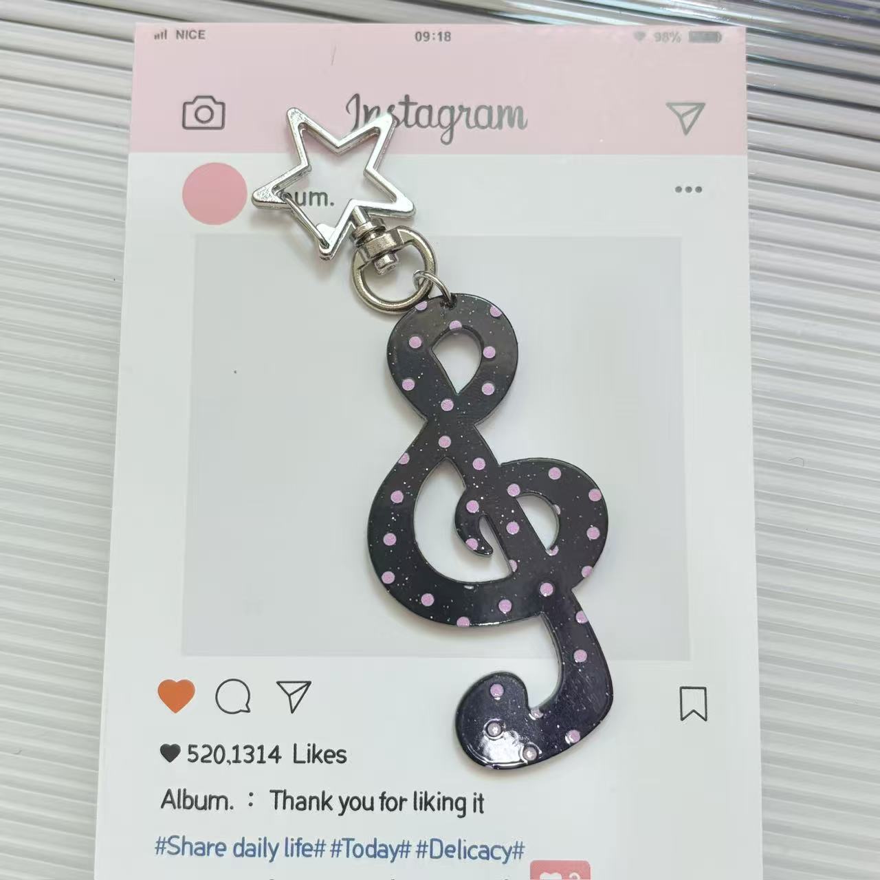 

Fashion Vintage Keychain Organizer Retro Polka Dot Striped Music Note Star Bag Charm Cute Ins Keyring Holder Cute Funky Gift