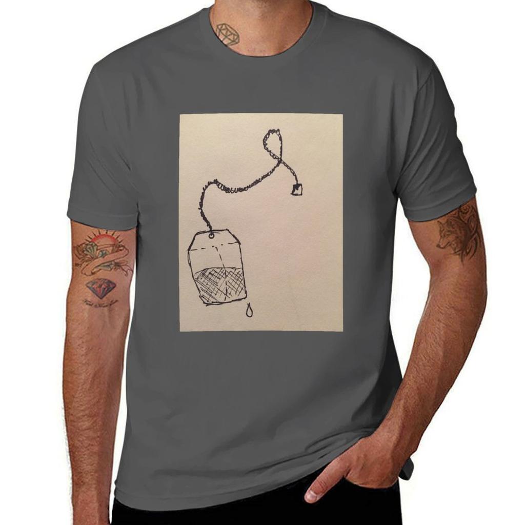 man package quality for man plain Teabag T-Shirt black t cotton high shirt cotton t-shirt
