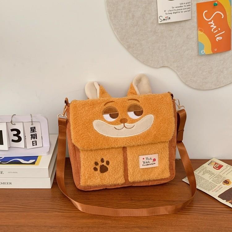 

Hopps Lotso Judy Nick Wilde Плюшевая Мультяшная Сумка Через Плечо с Внутренним Отделением для Хранения шоколадный