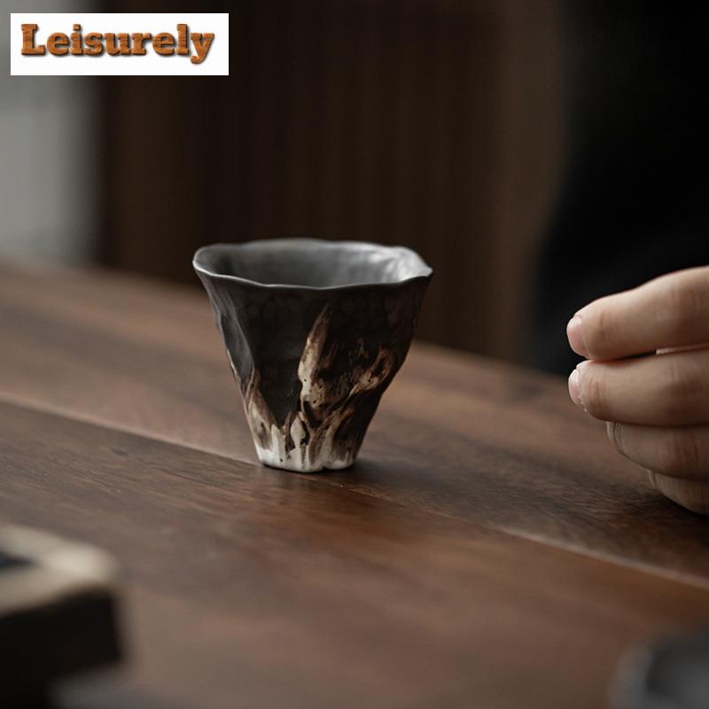 2 st/parti Japansk Lotusrim Grovkeramik Te-kopp Te-skål Mugge Te-provning Personlig Kopp Jianzhan Mästarkopper Dryckeskärl 50ml