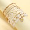4PC Fashion Daisy Bracelet Imitation Zircon Beads Stainless Steel For Women Handmade Wrist Chain Accessories Zircon Gifts
