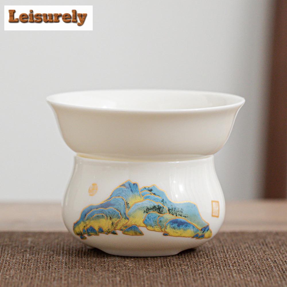 Dehua White Porcelain Landscape Tea Infusor Japanese Tea Diffuser Tea Strainer Tea Soaking Tea Filter Cha Tableware Supplies