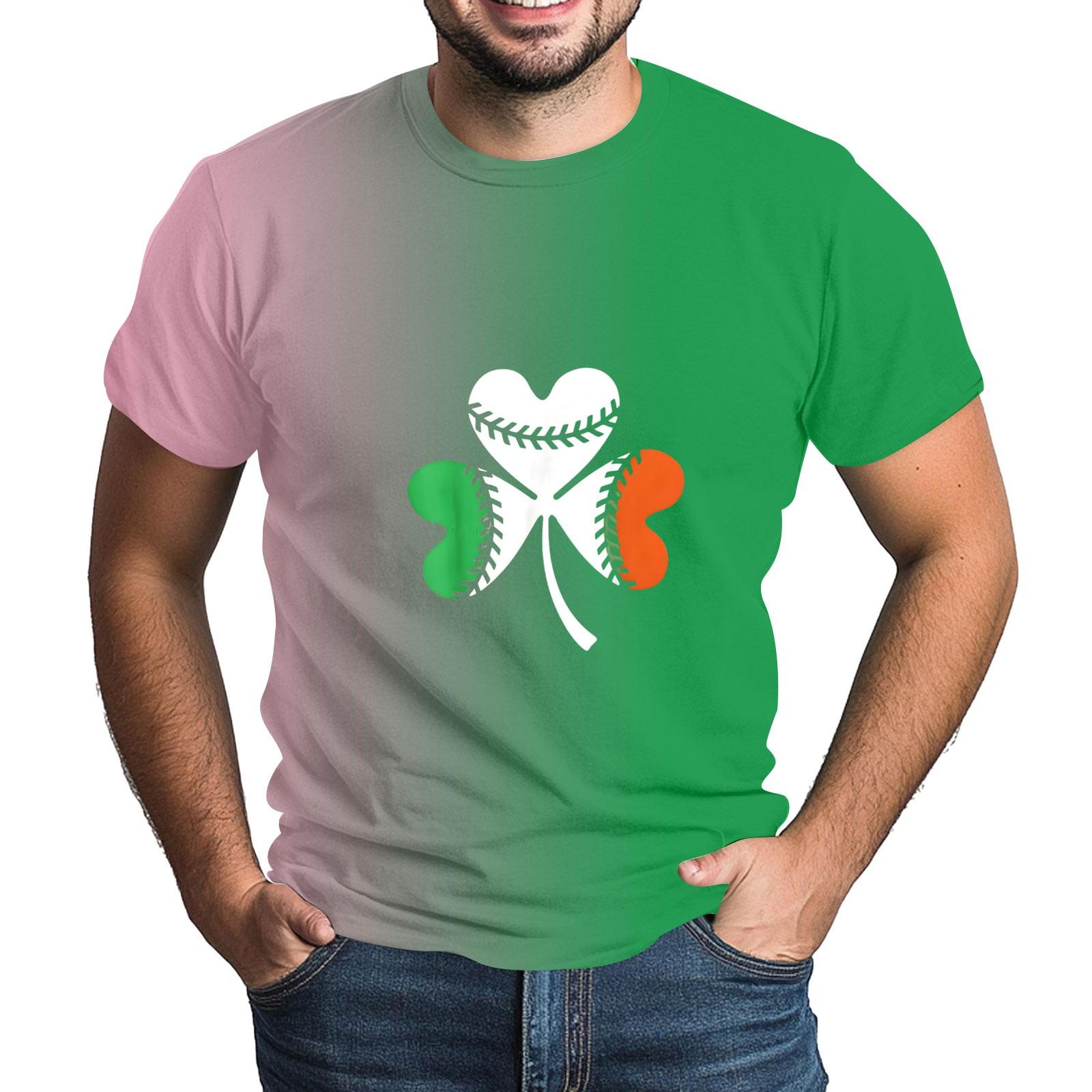 

улица. Футболка Patrick s Adult Green с круглым вырезом и короткими рукавами, с принтом в виде трех листьев зеленого цвета M зелёный