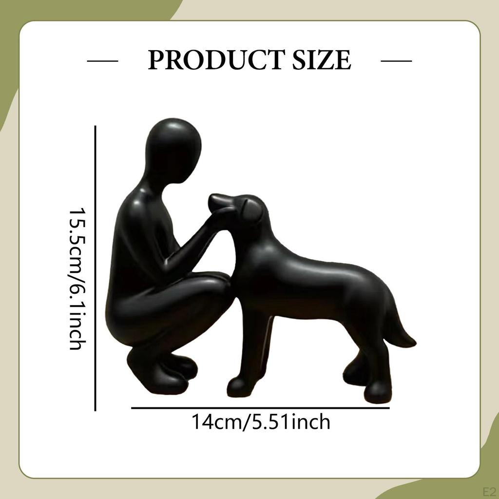 Man and Dog Statue Lover Friendship Figurine Minimalist Craft Collection Sculpture Ornament for