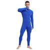 Herren Sportlicher Jumpsuit Langarm Unitard mit Frontreißverschluss Stehkragen für Training Workout