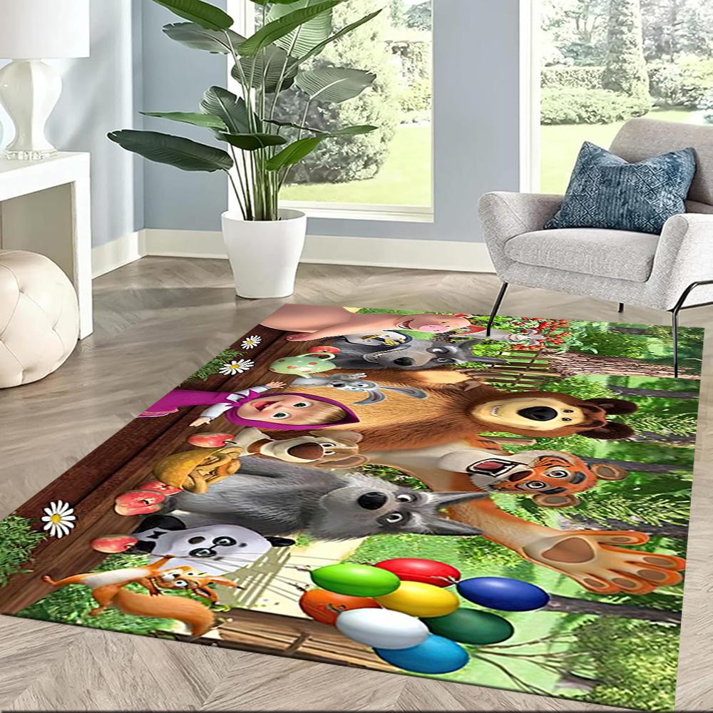 Masha Bear Floor Rug Office Rug Suitable for Playrooms Balcony Decorate Room Dormitory Anti-slip Rug Decorate Offices Spiritual Gift