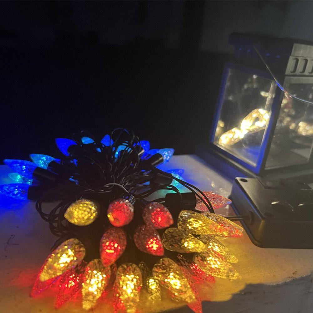 50 LED Solar Christmas Lights 5m Length 8 Modes Fairy Lights Waterproof Multi-Color Strawberry Lights Outdoor Decoration