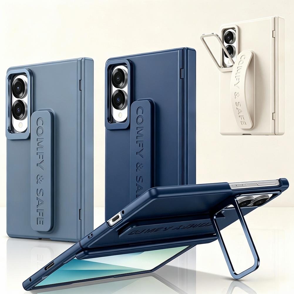 Elastic Wristband Phone Case For Samsung Z Fold 8 Fold8 Ultra Galaxy Z Fold 7 6 5 4 Camera Holder Front Glass Protect Cover