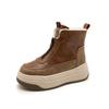 Leder-Plateau-Martinsstiefel Damen Herbst und Winter Neu Kleines Samt Britischer Retro Kurze Stiefel