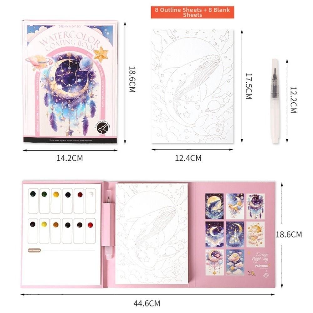 Decompression Coloring Book Set Tri-fold Drawing Notebook New Art Painting Book  Art Painting