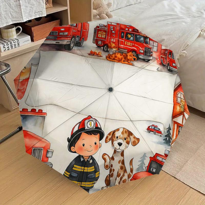 1PC Firefighter Dog Umbrella-8-Rib Reinforced, Automatic Open, Lightweight & Durable, Fashion Accessory for Outdoor, H0373
