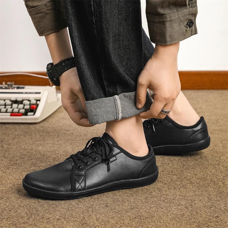 2025 SNORW Minimalist Shoes Unisex Wide Toe Barefoot Zero Drop Shoes Casual Leather Fashion Sneakers  Tenis Masculino