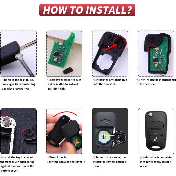 Flip Key Fob Shell Case Replacement Fits for Kia Soul 2011 2012 2013 2010 / Kia Rio / Kia Sportage 2012-2014 3 Button Car Keyless Entry Remote