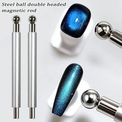 Magnetický Cat Eye Stick s dvojitou hlavou - Kulatý ocelový válec magnet pro 3D Nail Art a francouzskou manikúru, Profesionální nástroj na gelový lak