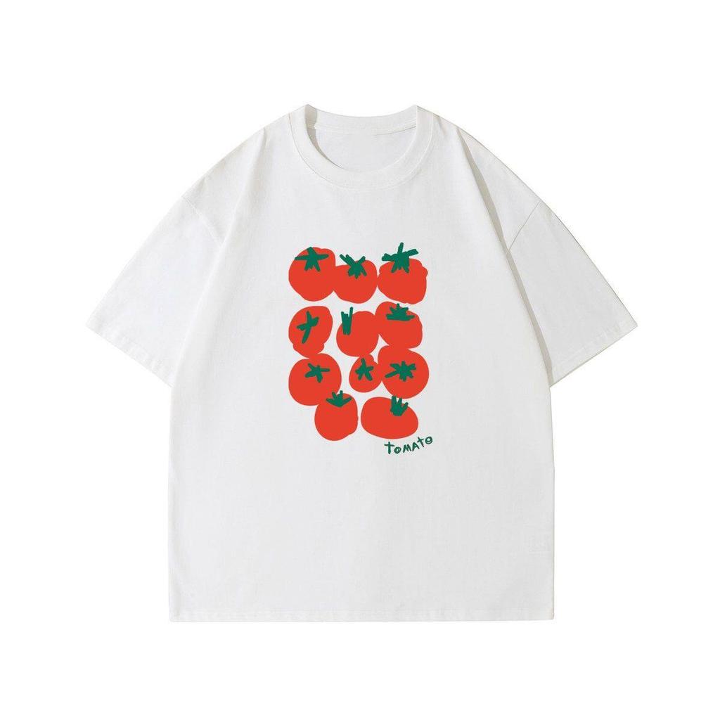 Trendy Tomato Pattern Printed Short Sleeved Tshirt For Unisex And Unisex Summer 2026 New Casual Loose Pure Cotton Tshirt