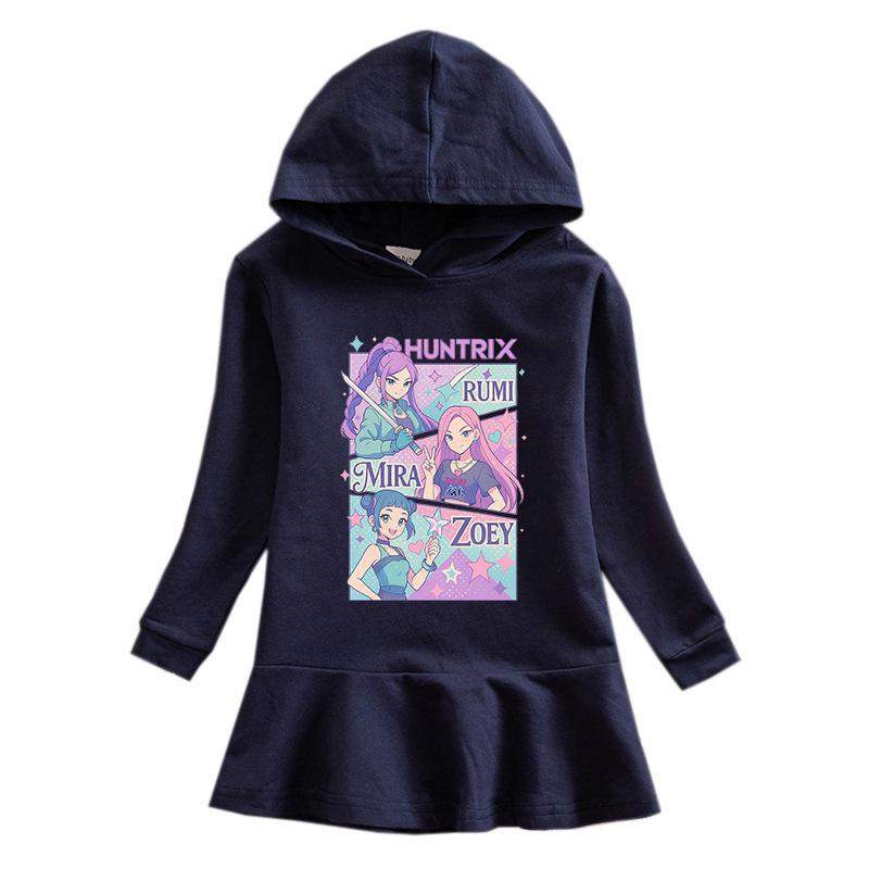 Kpop Demon Hunter Princess Hooded Long Sleeve Ruffle Dress