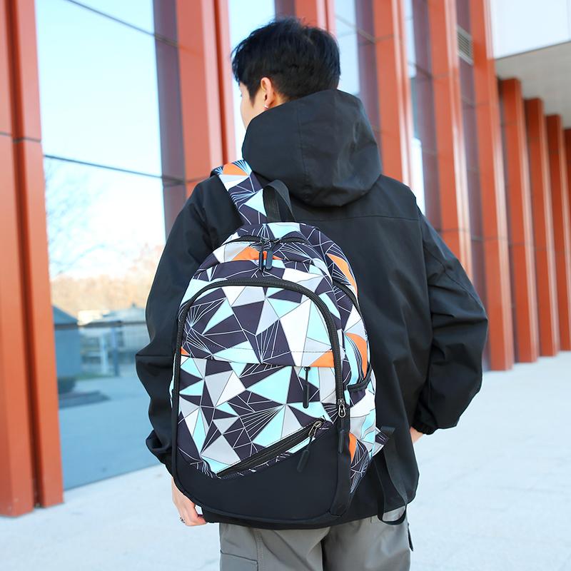 Middle School Schoolbag Geometric Printed Large Capacity Girls Boys Backpack