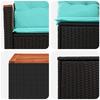 Sofa Set 8 Pcs Black and Blue Poly Rattan and Steel