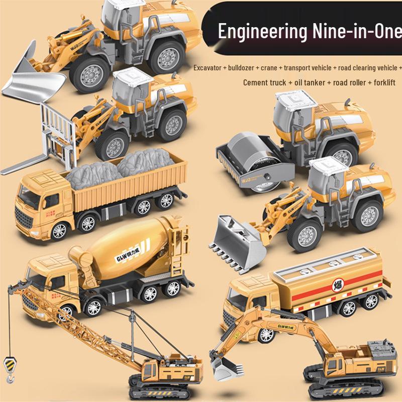 Free Shipping Children's Alloy Excavator & Crane Toy Set