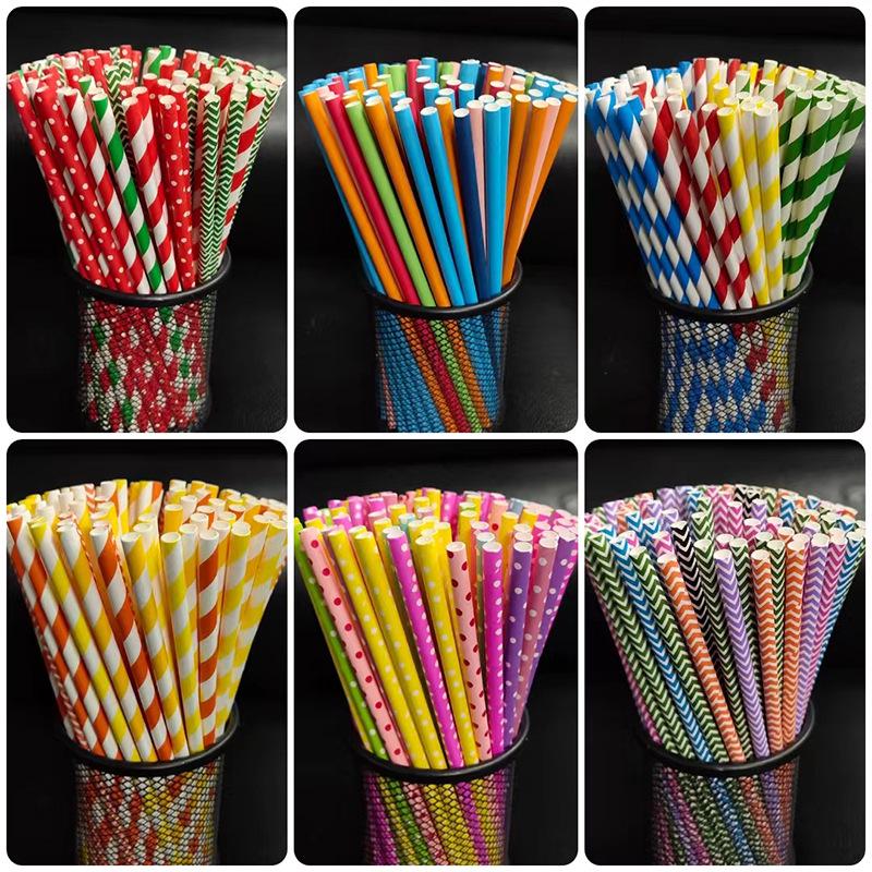 Eco-Friendly Disposable Decorative Paper Straws for Beverages and Desserts