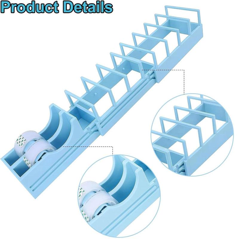 Tape Dispenser for Gift Wrapping Compact 18 Strip Tape Dispenser for DIY Crafts Portable Dual Roll Holder Fits Various Tape Sizes with Easy Dispensing