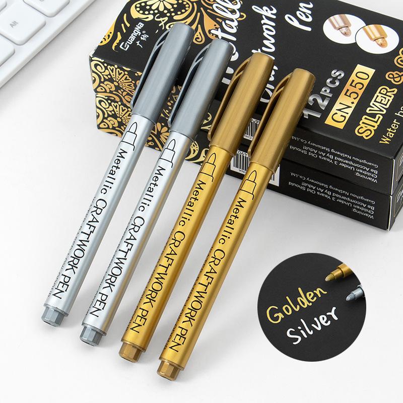 1Pc Metallic Waterproof Permanent Marker Pens for DIY Epoxy Resin Mold Gold Silver Color Drawing Supplies Craft Marker Pen
