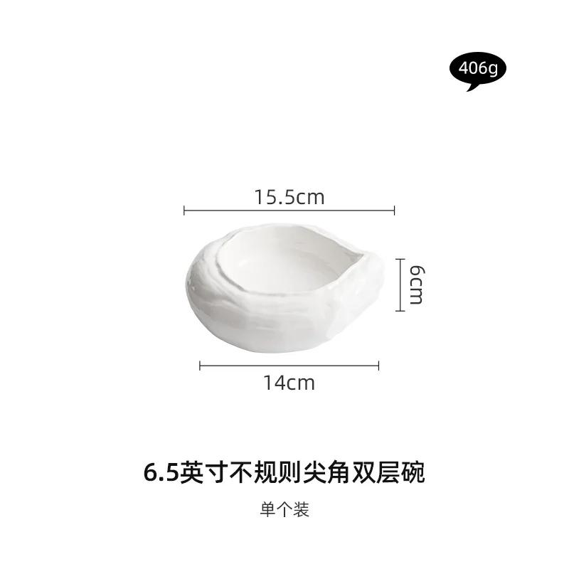 Irregular sharp-angled double bowls, restaurant and club dishes, ceramic tableware, special salad , cooking .