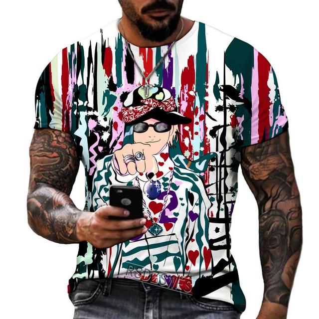 

Забавная футболка в стиле аниме с 3D принтом и трехмерным узором, уличный хип-хоп, мужская высококачественная лайкра, полиэстер, супер размер S-5XL 5XL