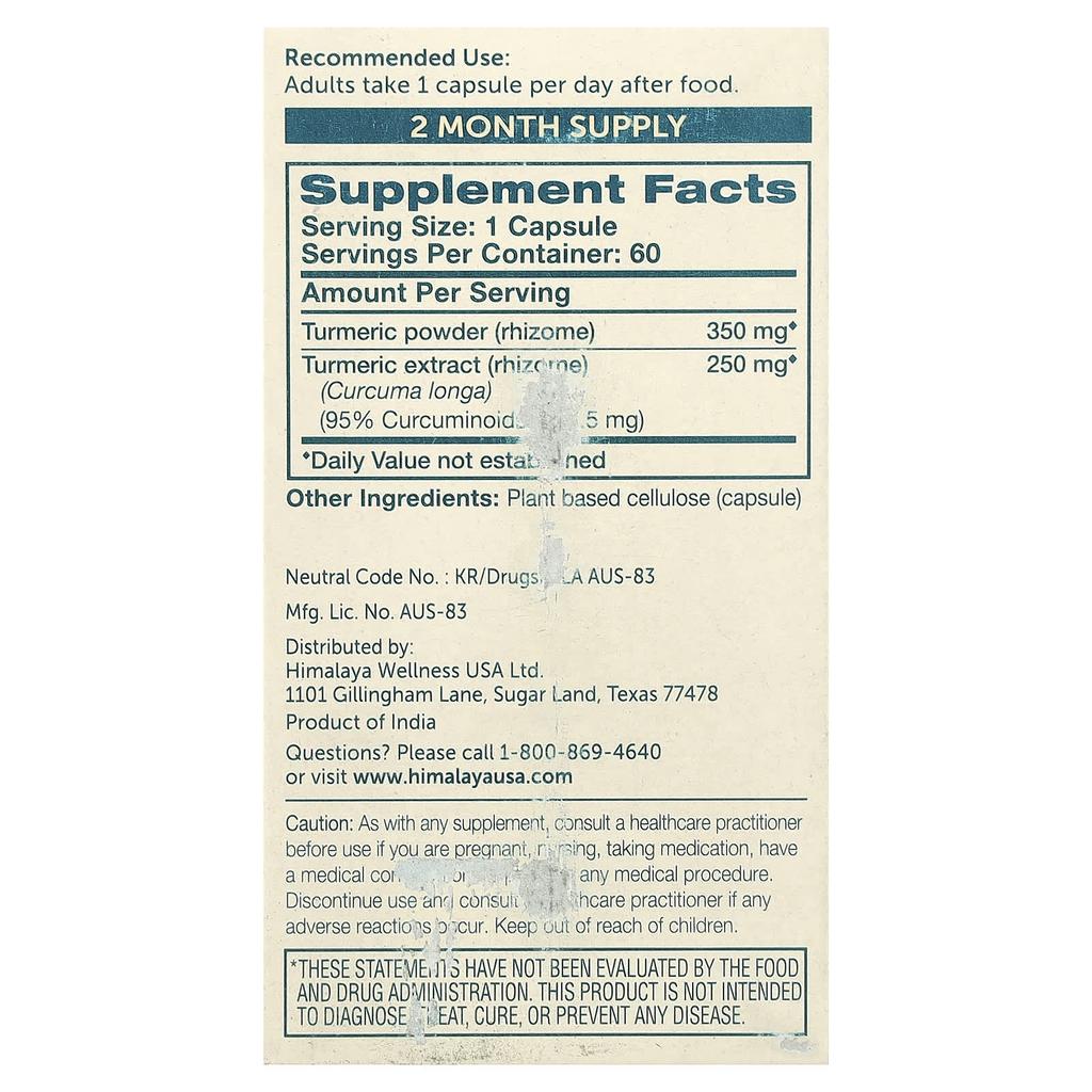 Turmeric 95® with Curcumin, 60 Veggie Capsules