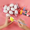 Max Fun 50 Pcs White Blank Easter Eggs Ornaments Bulk Decoration for Craft Hanging Plastic Artificial Eggs with Rope DIY Painting Decorating Basket
