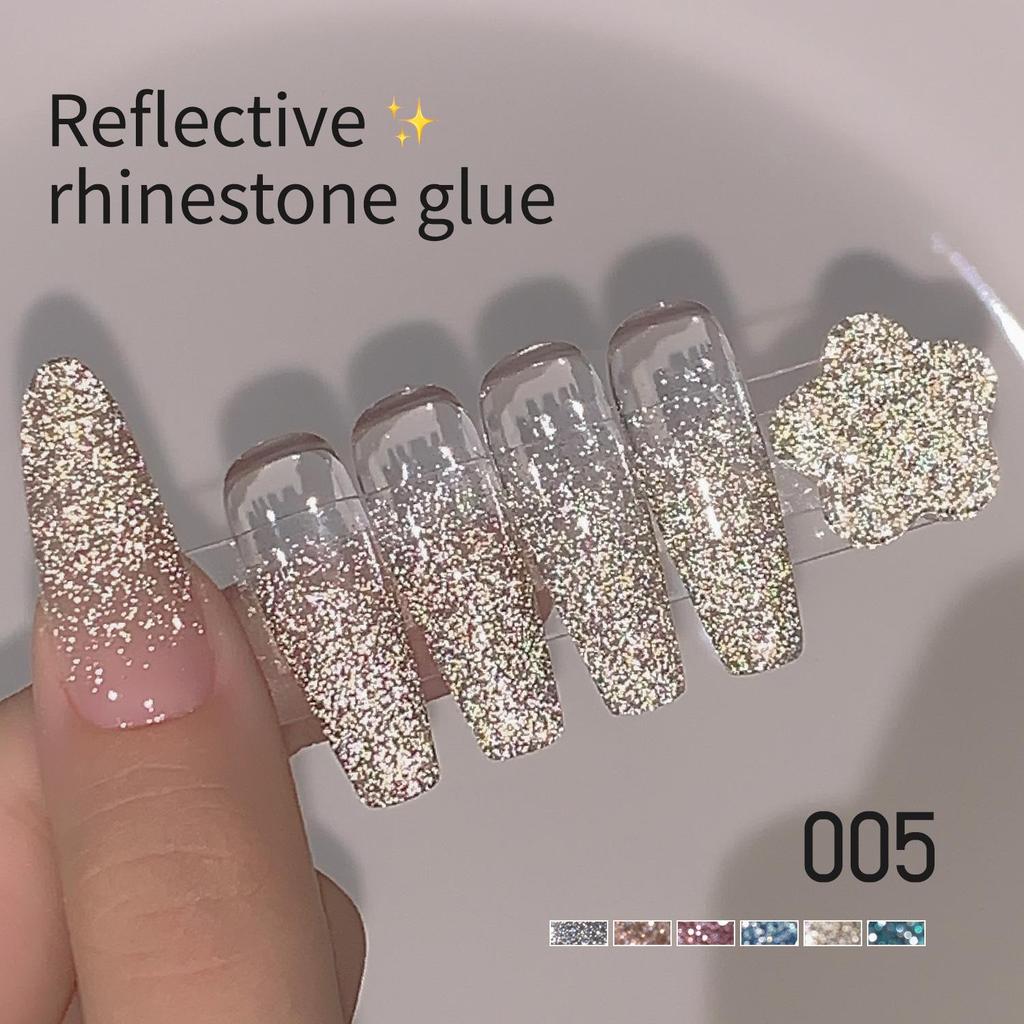 2025 Reflective Rhinestone Gel Polish - Super Sparkle Silver, Internet Trend, Nail Salon Exclusive
